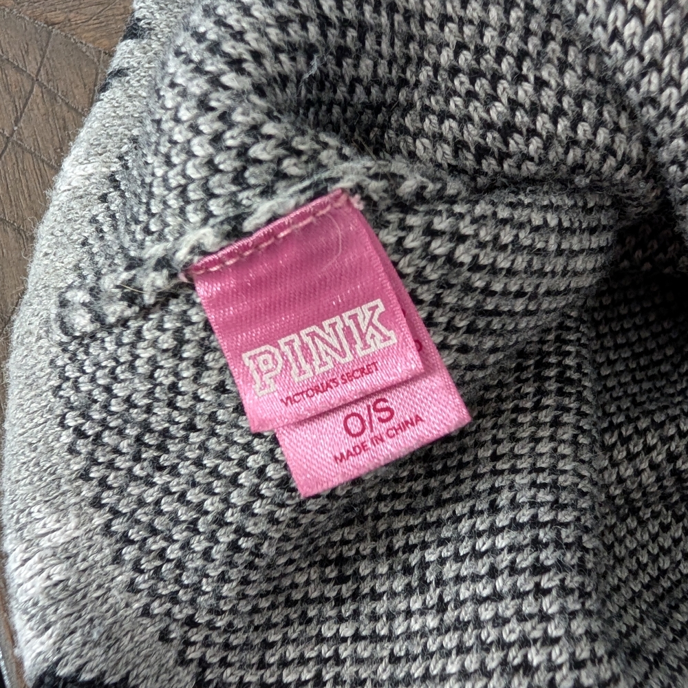 Gray and Black Patterned Knit Beanie - Picture 2 of 2